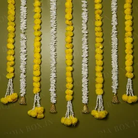 Artificial Jasmine Flower And Yellow Marigold Backdrop Decoration